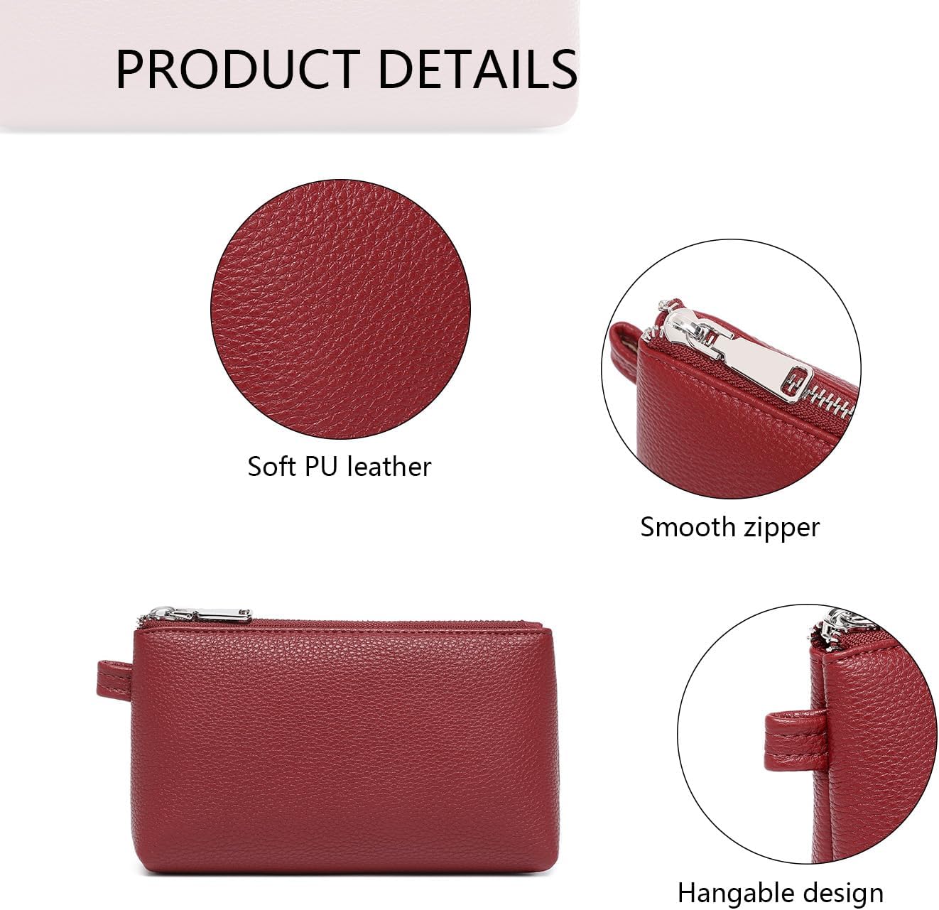 PU Leather Makeup Simple and Convenient Handbag Small Exquisite Storage Bag (Pu/Encore Red) - Image 3