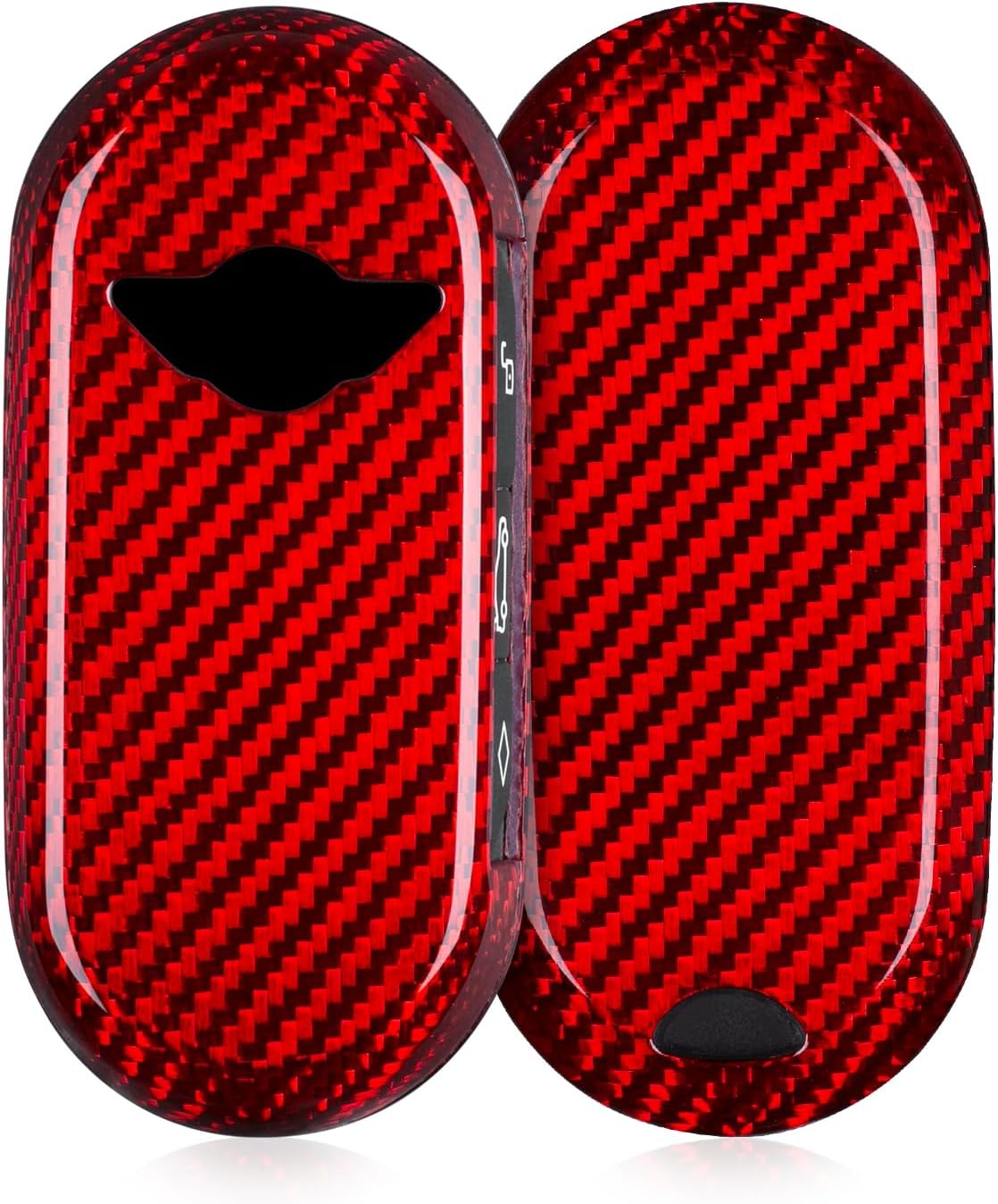 T-carbon Key Fob Cover Fits Mini Countryman S SE ALL4 F65 F66 2025 Keyless Accessoreis;Genuine Glass Fiber Key Case with Keychain Fits Mini Cooper S 2/4 Door U25 J05 Aceman Convertible 2025 RED