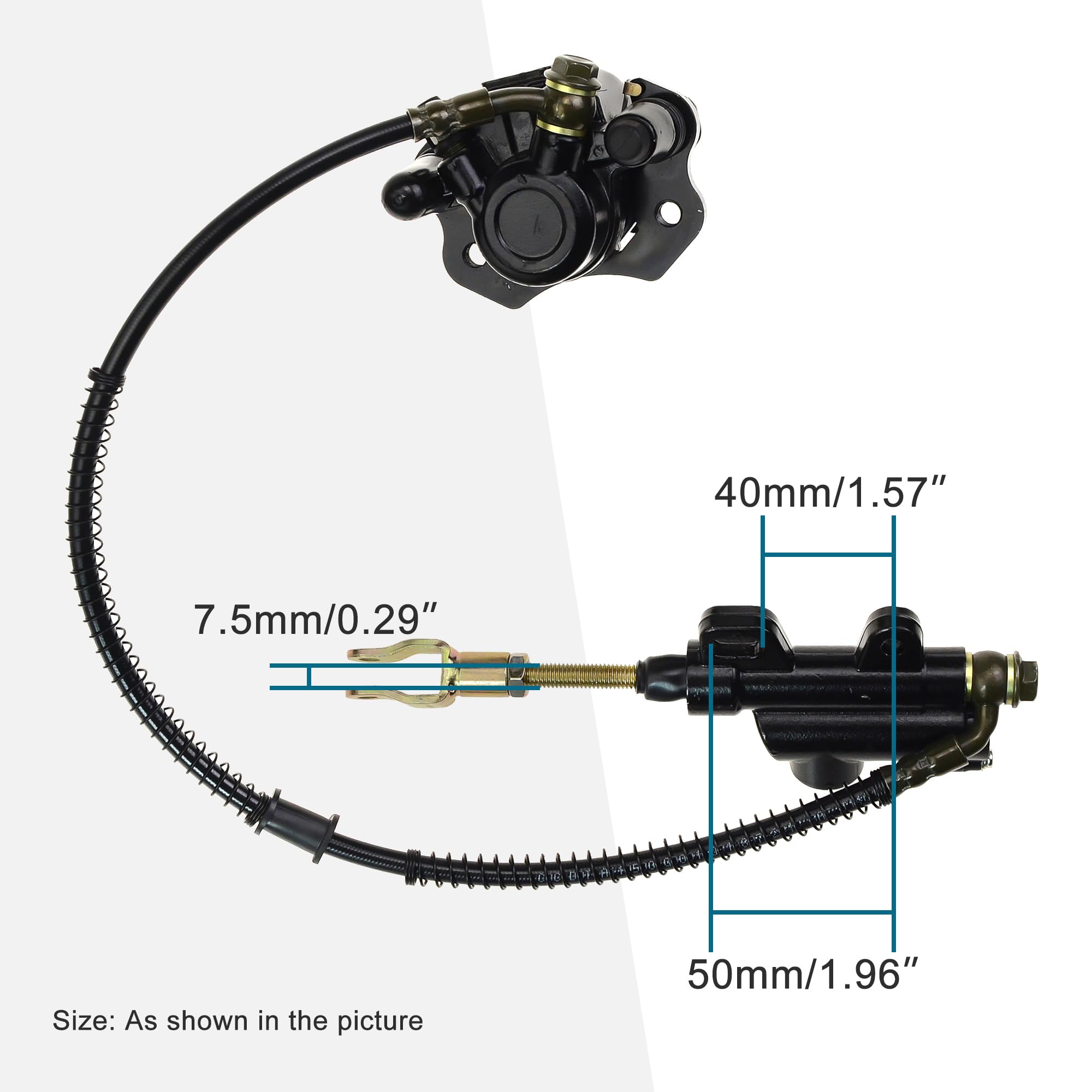 GOOFIT Assemblaggio del cilindro cilindro principale del freno posteriore Con pastiglie dei freni di ricambio Sostituzione per 50cc 70cc 90cc 110cc 125cc Scooter cinese ATV Quad