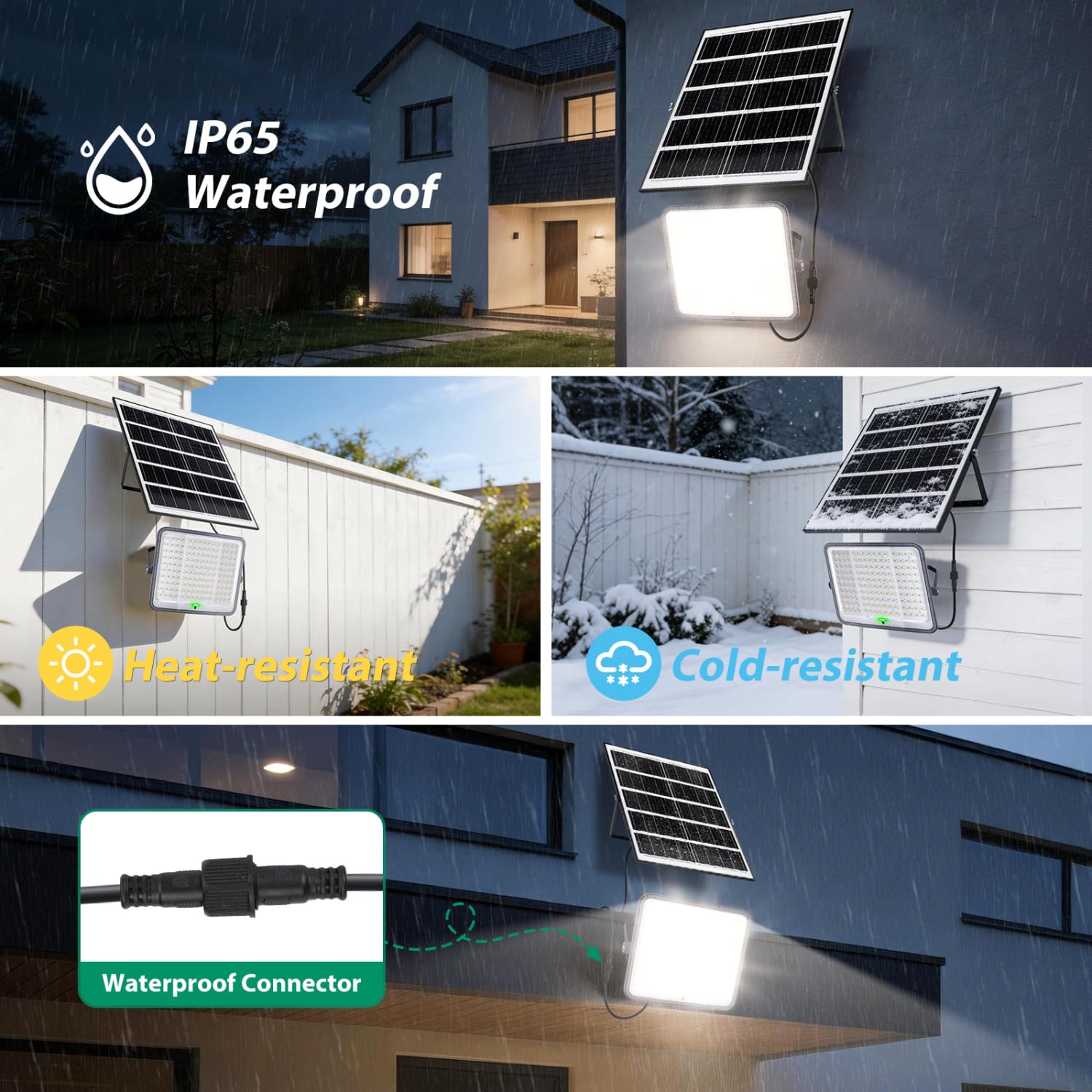 Aigostar Faro led esterno con grande pannello solare 300W 3000LM 20000mAH | Batteria di grande capacità,Dimmerabile 3000/4000/6500K,IP65,Faretto led per interno,giardino,portici,piscina, Cavo 5M