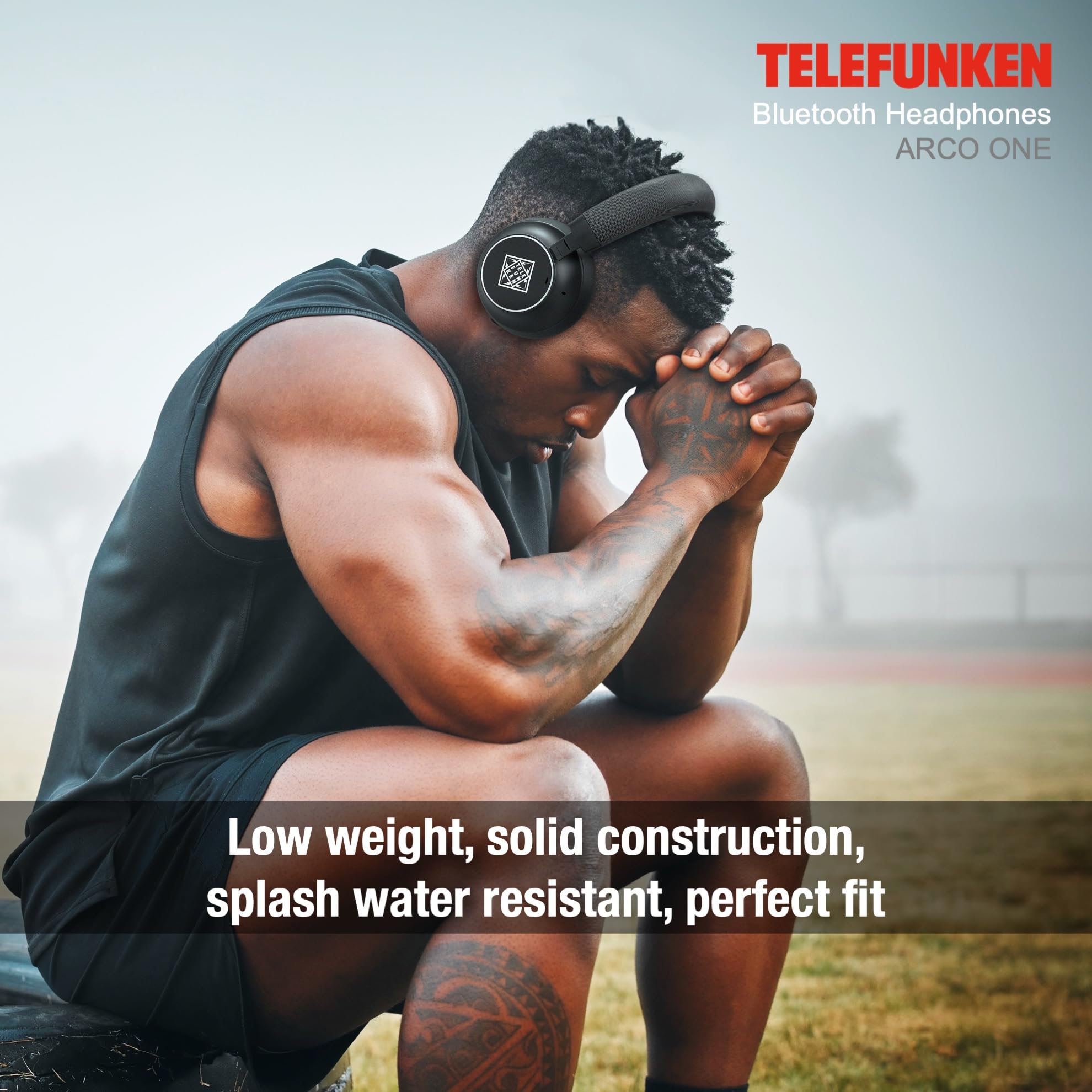 TELEFUNKEN ARCO ONE - Cuffie Bluetooth Over-Ear ANC, multipoint, batteria 30 h (22 h ANC), driver 40 mm, 32 Ω, AUX/3,5 mm e USB-C, IPX3, 220 g, imbottitura intercambiabile