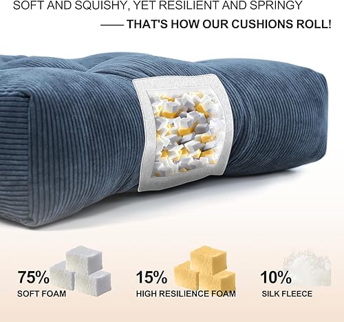 Miniatura 5 de Lokex Solo cojín para silla mecedora, copetudo, antideslizante, cómodo, para interiores con lazos, almohadillas para silla mecedora a rayas