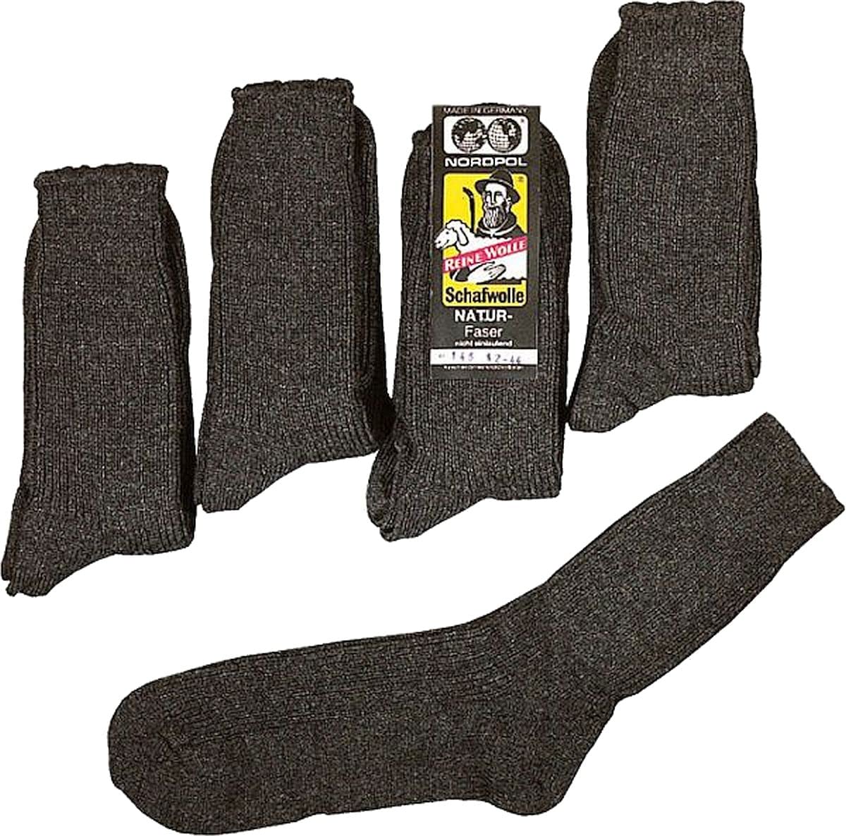 WOWERAT Original NORDPOL 100% reine Schafwollsocken Deutsches Fabrikat 5er BÜNDEL