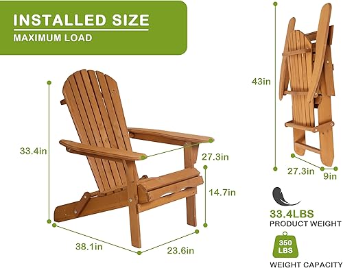 Miniatura 2 de Silla plegable Adirondack, silla de césped resistente a la intemperie, sillas modernas para fogatas al aire libre, sillas para patio, césped,