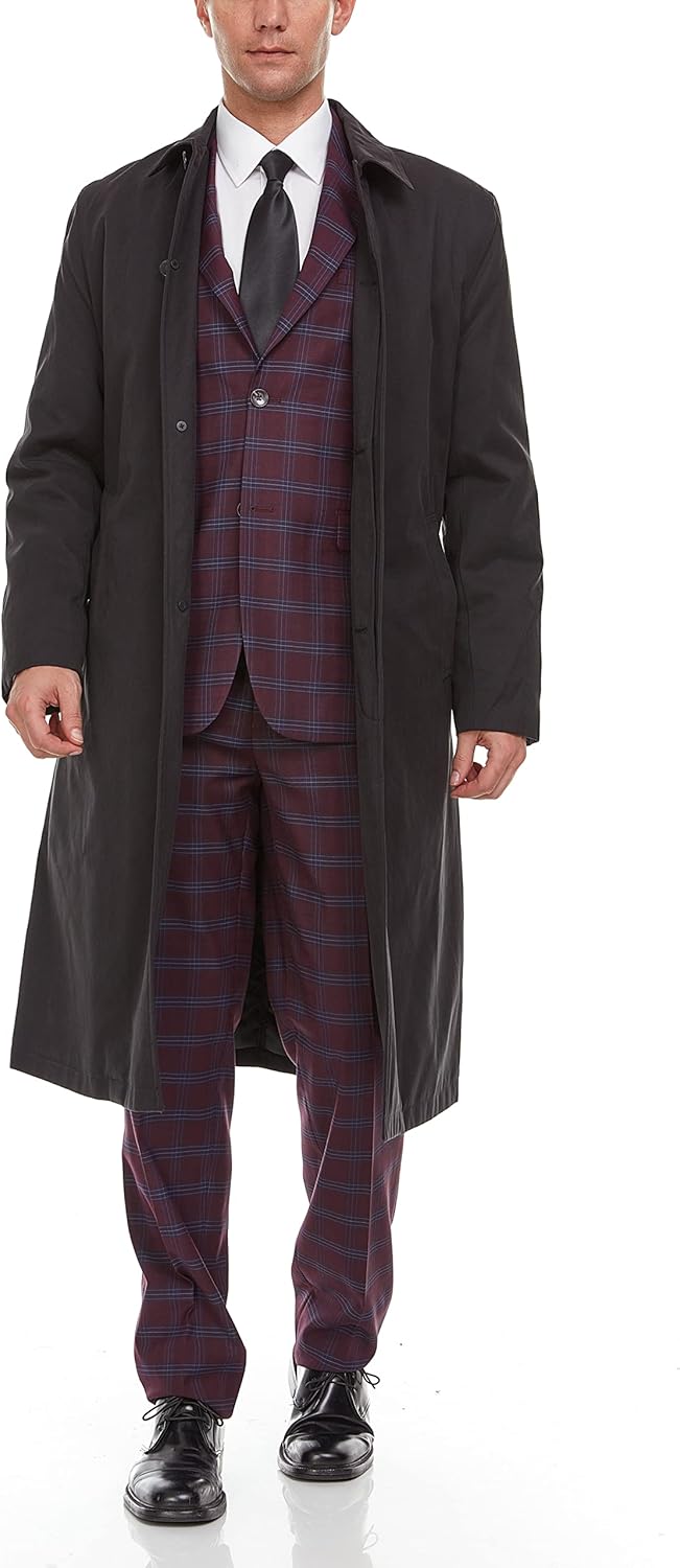 Adam Baker Men's Trench Coat | Single Breasted Full Length All Year-Round Belted Men’s Raincoat