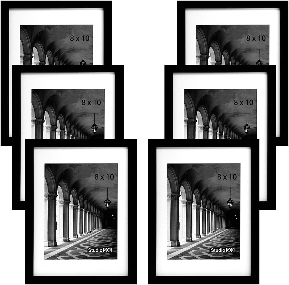 8 by 10-inch, Traditional Collection, Sturdy Serene Frames Black (SGL), Made to Display Pictures Comes with a 5x7 Matt-6-PACK