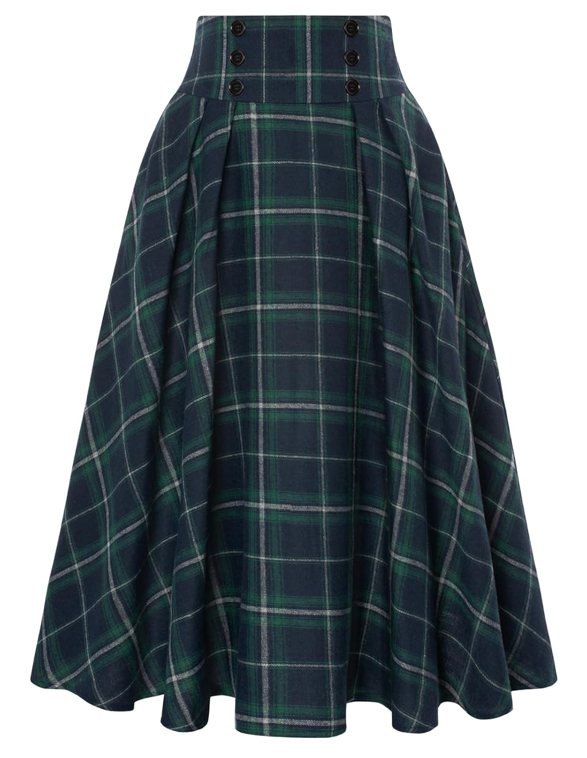 Belle Poque Plaid Skirts for Women High Waisted Midi Skirt A-line Pleated Fall Skirts 2025