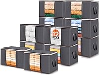 Vista 38 de Lifewit - Paquete de 6 contenedores de almacenamiento para ropa con tapas, bolsas plegables para mantas con cremalleras, ventana transparente y asas