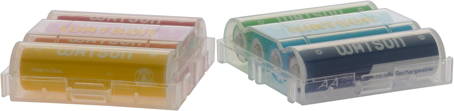 Watson Chroma Rechargeable AA NiMH Batteries (2500mAh, 1.2V, 8-Pack, Multicolored)