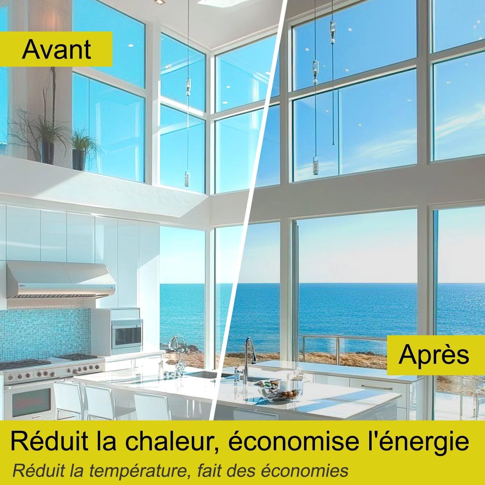 Film Fenêtre Anti Regard 44.5x200cm Film Miroir pour Fenetre Adhesif Effet Miroir sans Tain pour Vitre Brise Vue Fenetre Anti Chaleur Anti UV Protéger du Soleil, Argenté - 3