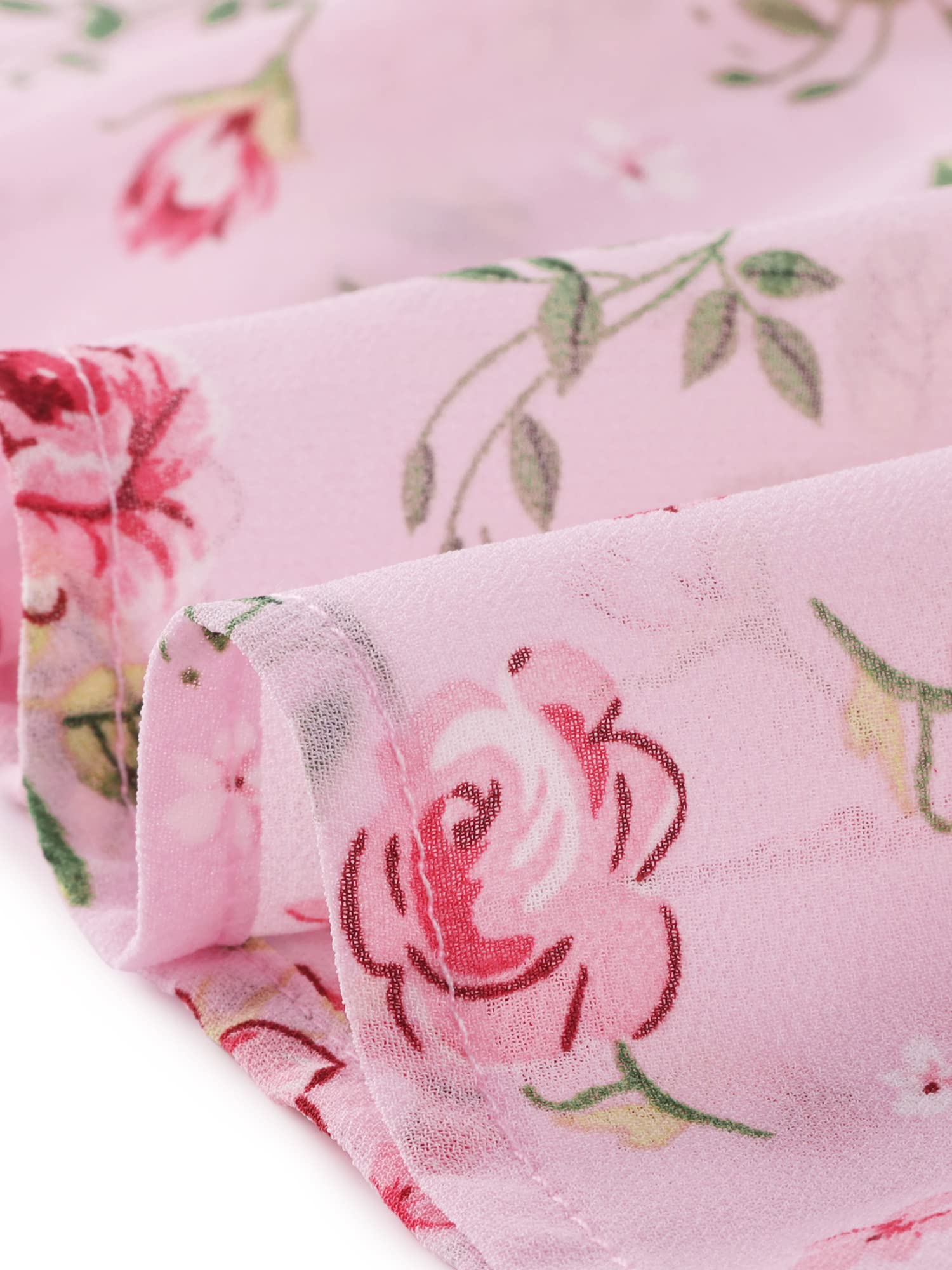 Allegra K Jupe Mi-Longue Femme été Jupe Florale Trapèze Fluide Taille Élastique en Mousseline de Soie pour Vacances