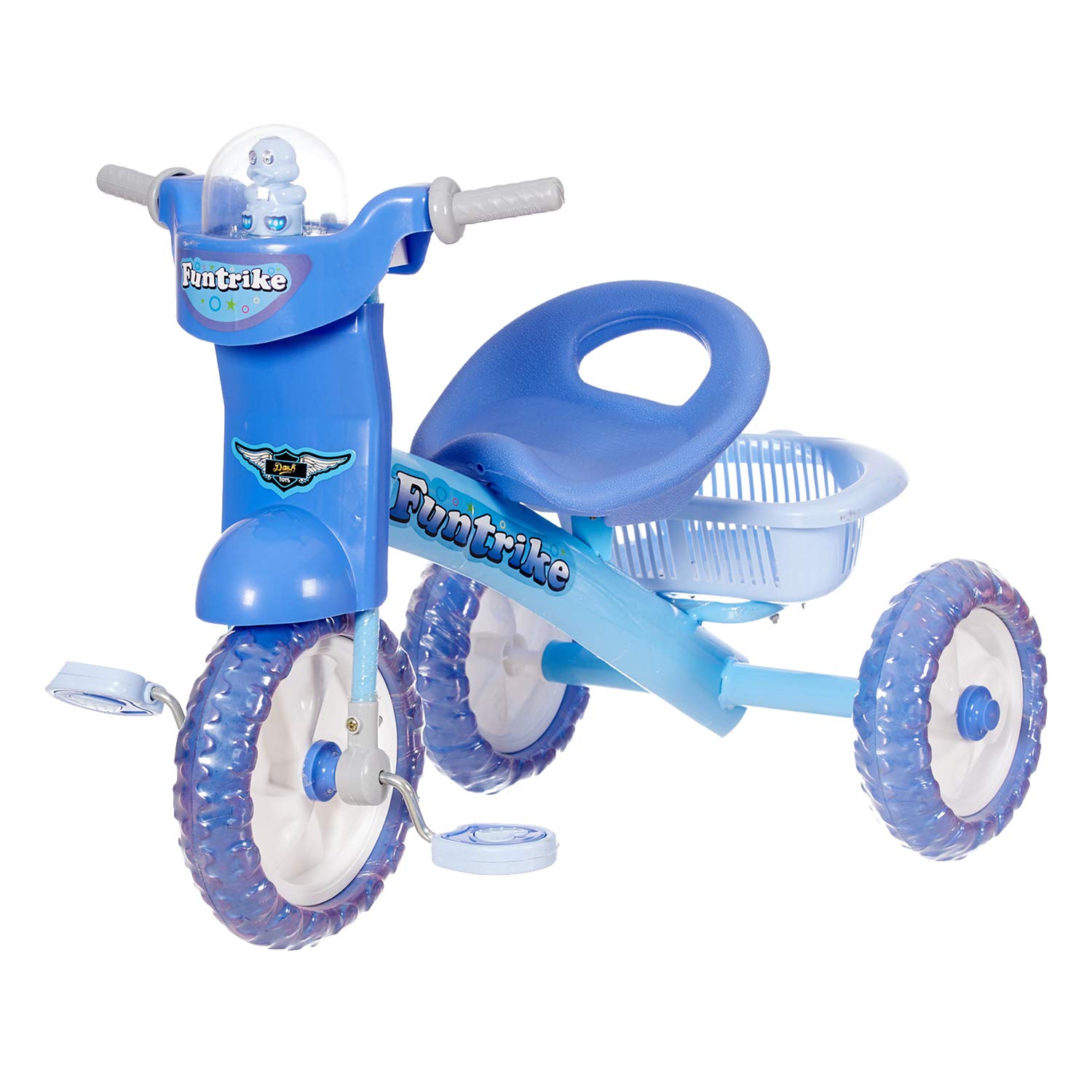 Dash Funtrike Musical Tricycle for Kids, Baby Cycle with Light and Music, Rear Storage Basket, Foot Rest, 3 Wheel Ride On Toddlers, Boys and Girls 2+ Years (Blue)-image-11