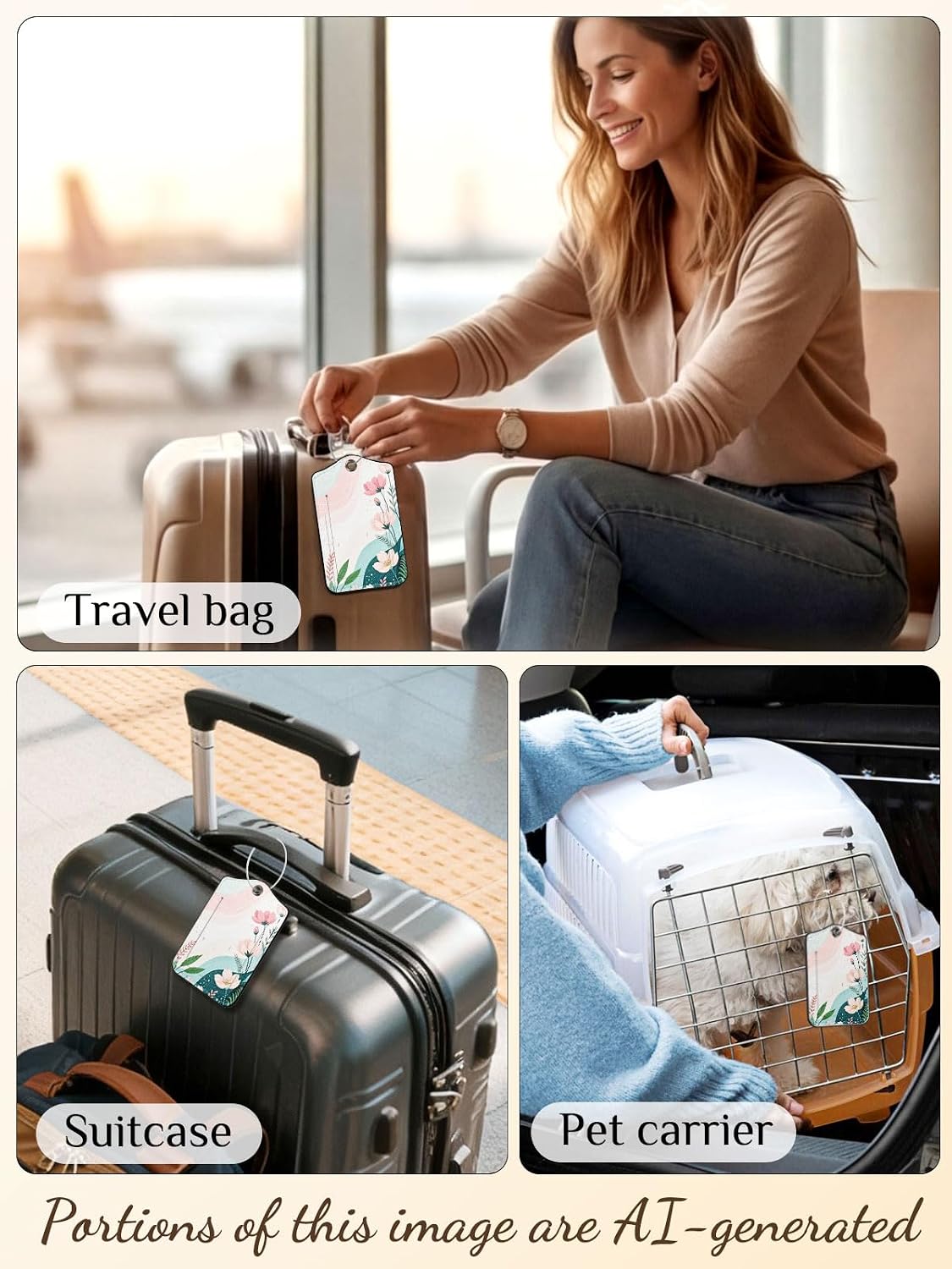 Seorsok 2Pcs Cute Flowers Luggage Travel Tags for Suitcases image 5
