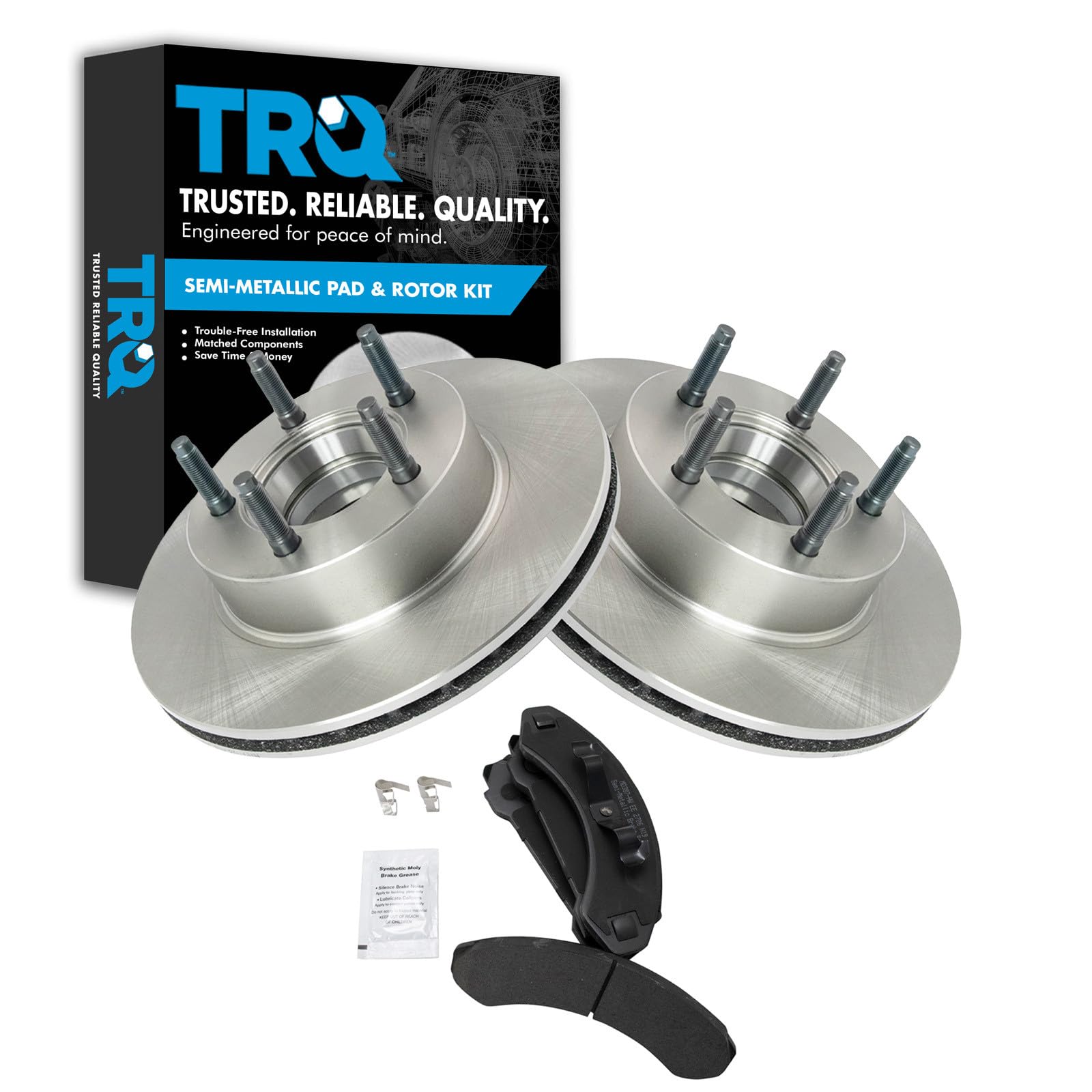 TRQ Front Semi Metallic Brake Pad and Rotor Set Compatible with 89 Ford Ranger 4WD 90-94 Ford Ranger 91-92 Ford Explorer 90 Ford Bronco II 92 Mazda Na