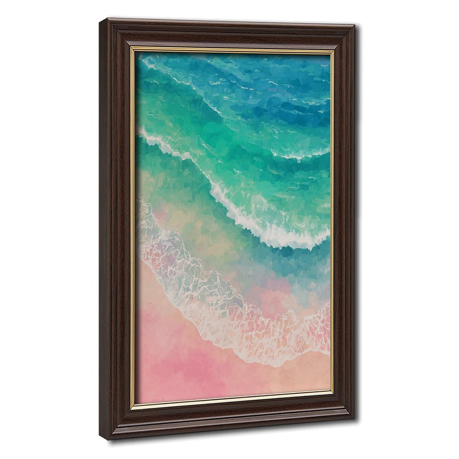 AYINUER Ocean Waves On Pink Sand Canvas Poster for Bedroom Decor Gift