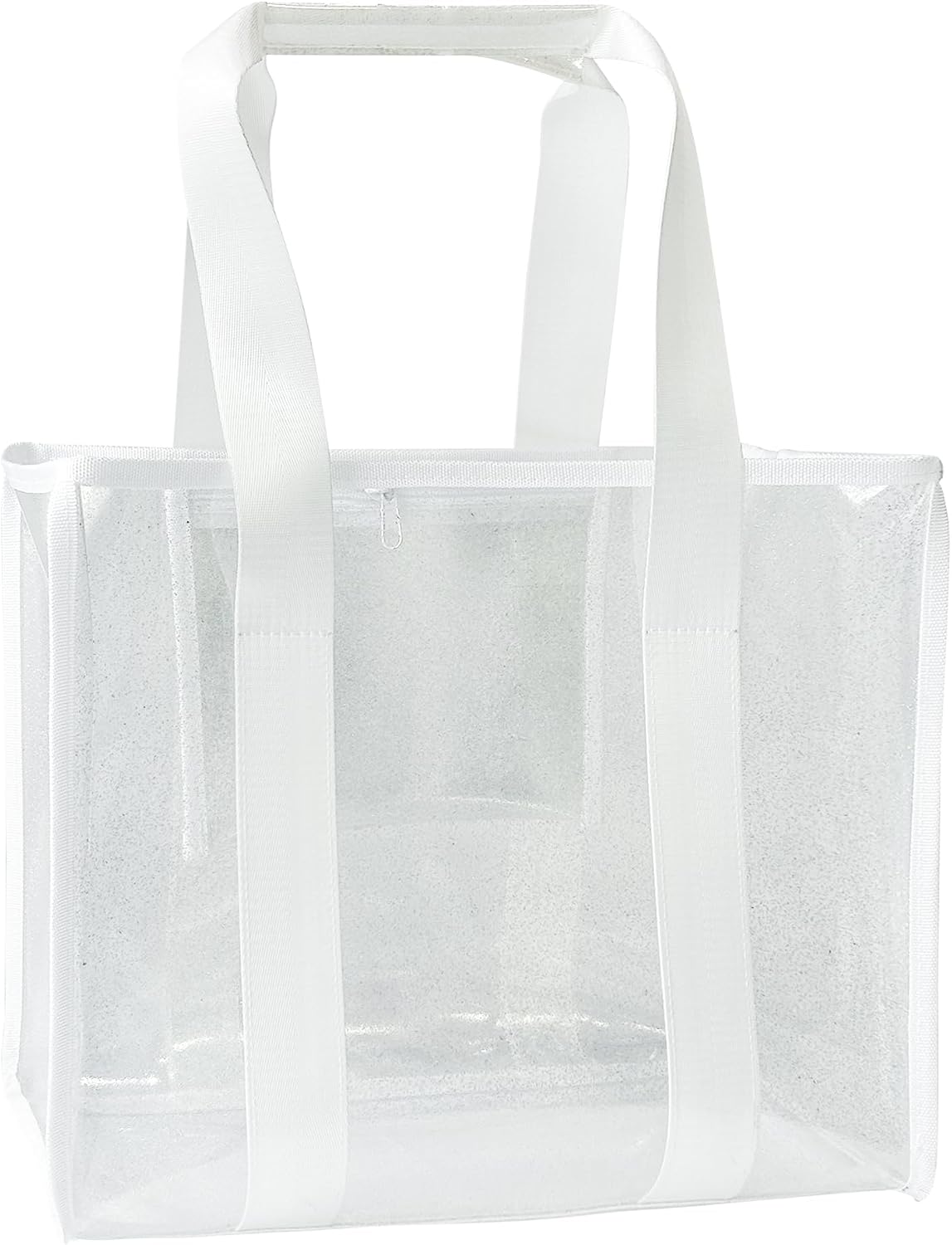 Shiny PVC Beach Bag - Waterproof Clear Cosmetic Bag for Travel, Shopping, Work - Lightweight & Reusable (1-Pack)
