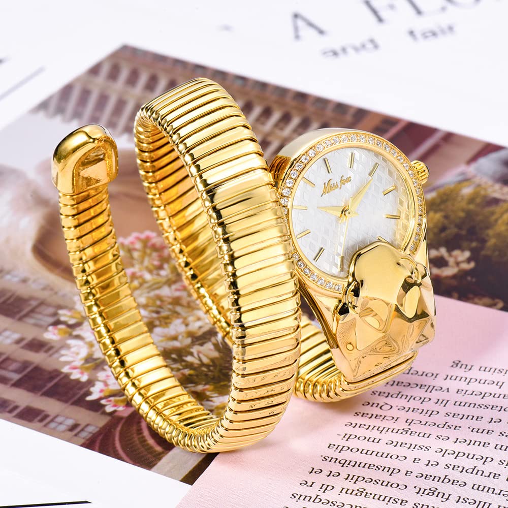 Fashion Trend - Orologio da polso da donna, al quarzo, con serpente intarsiato con diamanti, elegante bracciale a serpentina, orologi da donna, idea regalo