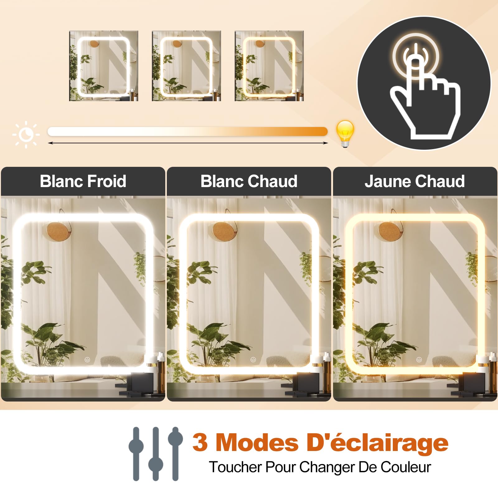 TRIUMPHKEY Coiffeuse avec Miroir LED, Luminosité Réglable, Table de Maquillage avec 4 Étagères et 7 Tiroirs, Coiffeuse Moderne avec Grand Espace de Rangement (Noir)