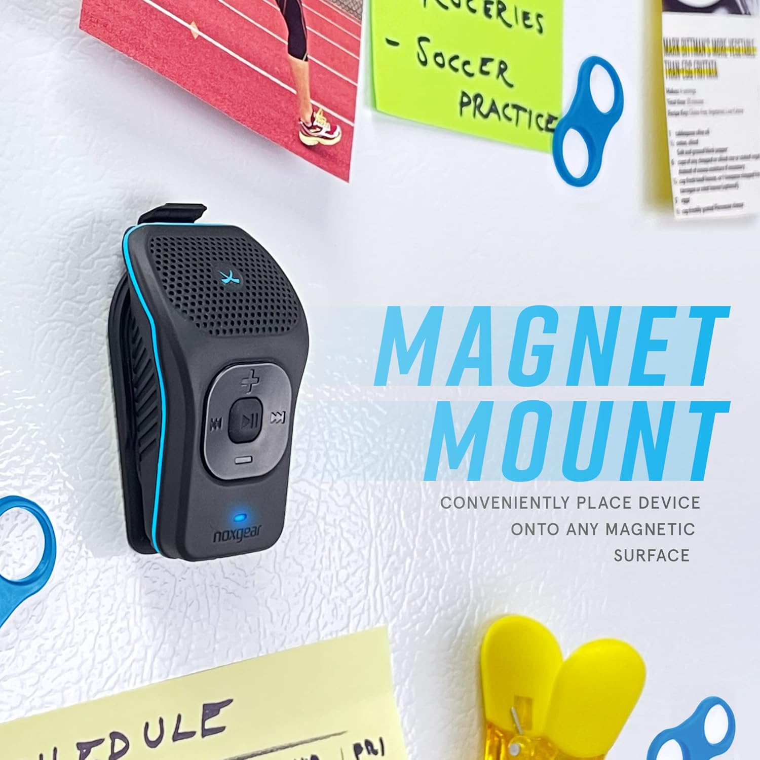 Noxgear 39g Wearable Waterproof Bluetooth Speaker - Magnetic Clip-On Wireless Portable Bluetooth Speakers - Up to 12 Hours Battery Life - Clip Speaker with Microphone - Large Tactile Control Buttons : Electronics
