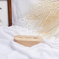 Vista 35 de Luz nocturna de flor de nacimiento, luz de noche de flor de caléndula de octubre, luz LED personalizada, regalos para amigos, lámpara de noche LED