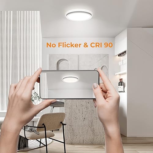 Miniatura 6 de BLNAN Lámpara LED de techo empotrada, 9 pulgadas, 18 W, 3000 K4000 K5000 K, lámpara de instalación fija cableada, lámpara blanca redonda ultrafina