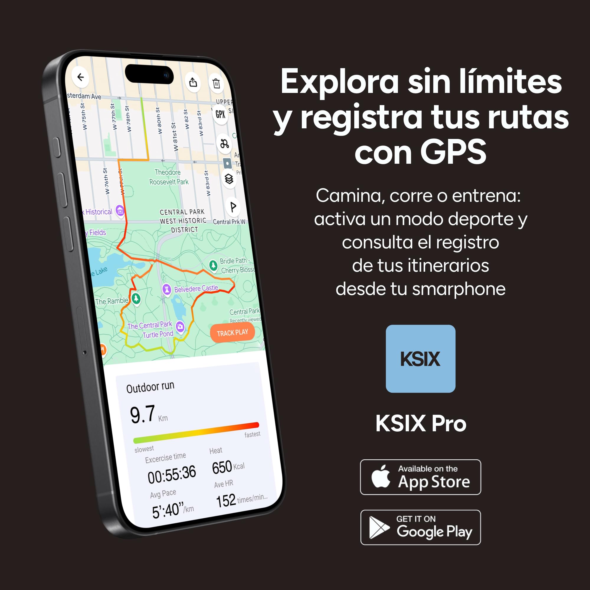 KSIX Horizon Smartwatch Traductor, IA ChatGPT®, GPS, Pantalla AMOLED 1.43", Autonomía 10 días, Brújula Digital, 3 ATM, Modo Deporte y Salud, Negro