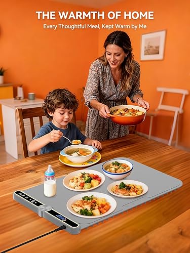 Miniatura 7 de Tapete de calentamiento de alimentos, 9 modos de temperatura y alambre de calefacción eléctrico mejorado, calefacción de superficie completa, tapete