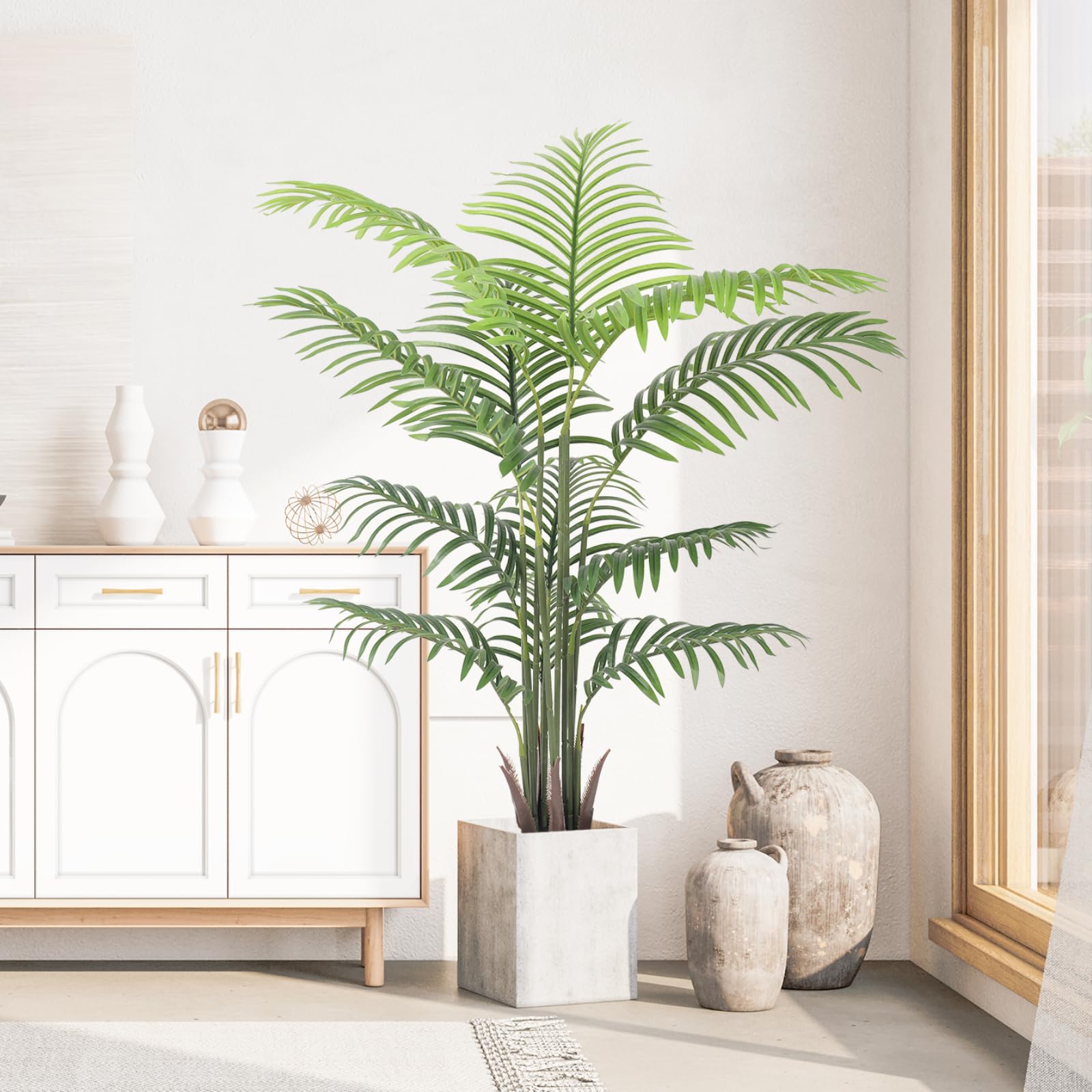 YOLEO Grandes Plantes artificielles en Pot - 120 cm - Palmier Artificiel - Décoration pour Salon, Balcon, Chambre à Coucher, Bureau