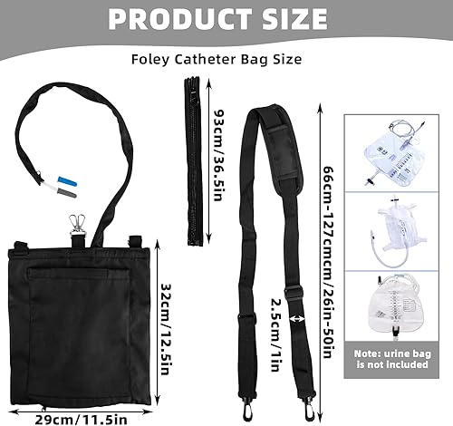 Miniatura 2 de Foley - Soporte para bolsa de catéter de 67.6 fl oz, fundas para bolsa de catéter con cremallera y correa ajustable, seguro, suave y discreto para