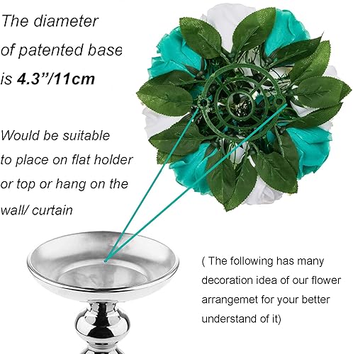 Miniatura 36 de BLOSMON Centros de mesa de flores para mesas de boda: 10 piezas de rosas artificiales rojas carmesí decoración de bolas - 9.5 pulgadas de seda falsa