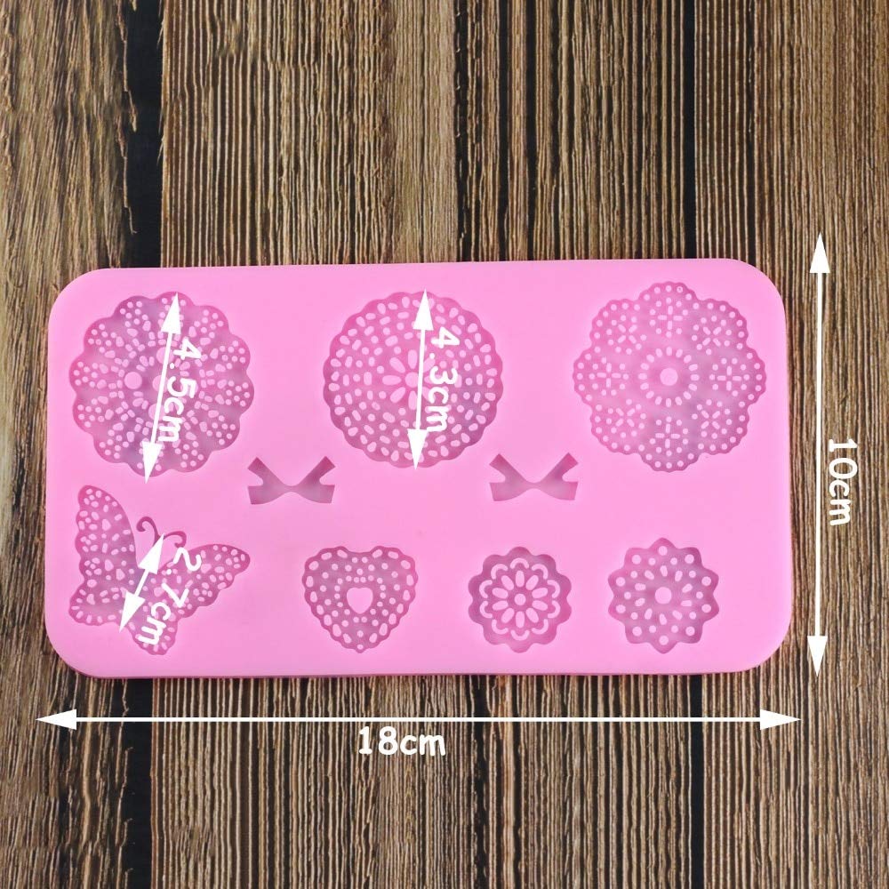 Stampo in Pizzo per Torta, Stampi per Fondente in Pizzo in Silicone, Stampo per Impressioni Artigianali in Zucchero Decorazione di Cucina Molecolare per Torte commestibili, 8 fori Farfalla