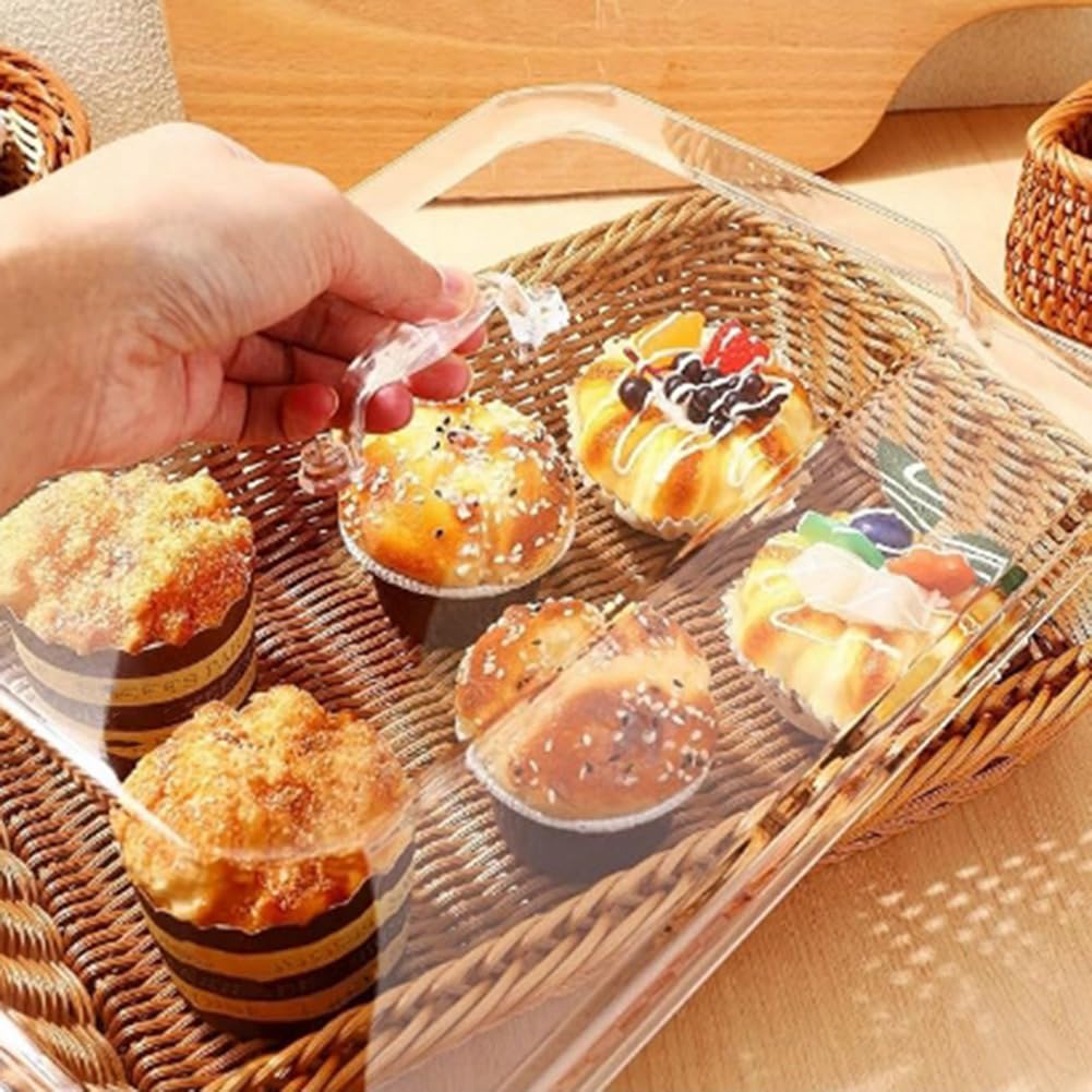 Asuinxurr Brotkorb Mit Deckel - Geflochtener Servierkorb Für Lebensmittel & Deko