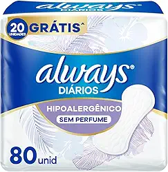 Protetor Diário Always Hipoalergênico Sem Perfume - 80 unidades