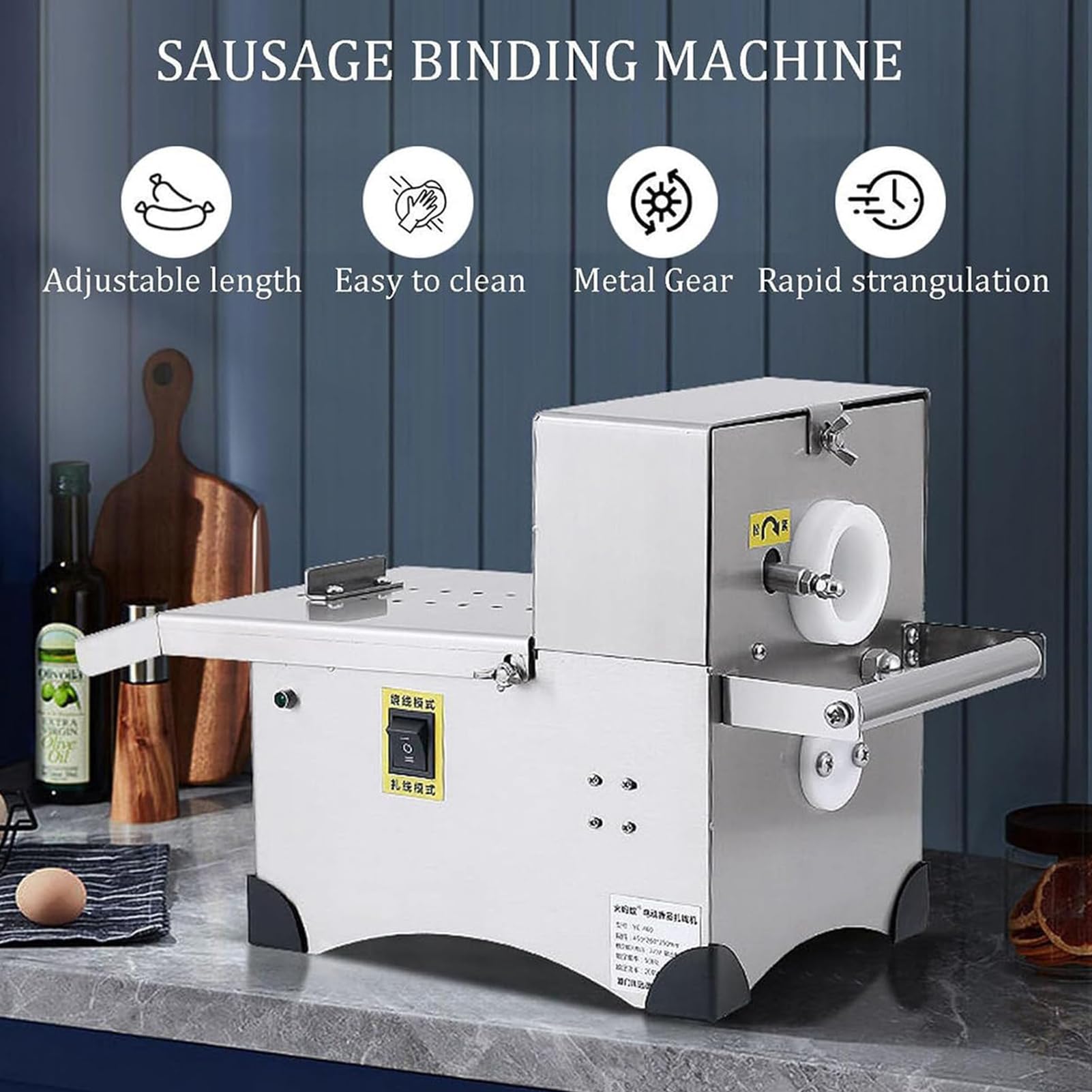 Machine À Nouer Saucisses Automatique avec Poussoir À Saucisse Électrique, Machine à Ligaturer Saucisses électrique, Équipement Commercial pour Supermarchés Et Restaurants