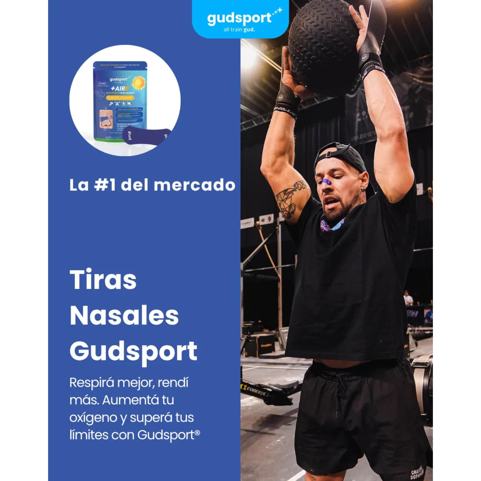 Gudsport Nose Strips - Gudslip® – Suministro de 30 Días para mejorar tu Respiración y Rendimiento Deportivo durante Entrenamientos y Actividades Intensas (Transparente)