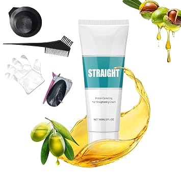 Wadexr Hair Straightening Cream, 12 Weeks of Home Use Professional Straightening for Straighter, Softer and Shinier Hair, All Hair Types 1