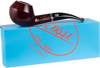 Rossi Rubino Antico Handmade Briar Pipe by Savinelli - Deep Red Hand Brushed Stain With Polished Finish & Rich Wood Grain, 6mm (8673)