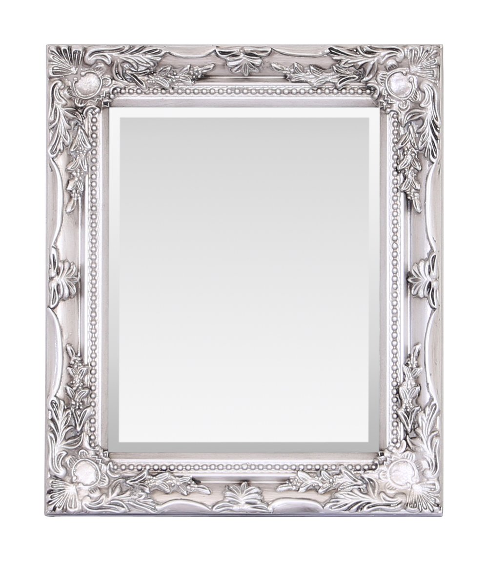 Select Mirrors Enzo Small Wall & Table Mirror - French Vintage, Antique Baroque Style - 27cm x 32cm - Chic Home Decor (Antique Silver)