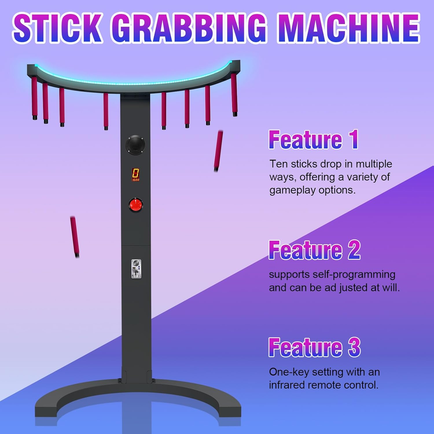 Hand Eye Coordination Training Catching Stick Game Reflex Sticks, Catching Stick Arcade Game for Party, Business and Family Game Night (Black)