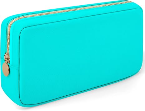 XSUIOY Makeup Bag Travel Bag Pouch for Purse, Cute Preppy Makeup Bag Cosmetic Zipper Pouch Purse Organizer Bag for Women, Waterproof Nylon Coin Pouch Sanitary Napkin Storage Bag for WorkCyan-Middle