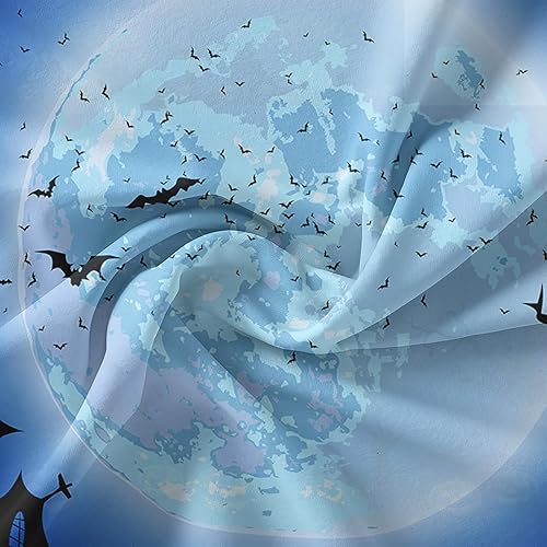 Miniatura 9 de QOOMO Juego de edredón de calabaza tamaño individual, juego de edredón para niños con luna azul, calabaza de Halloween, murciélago y luna azul,