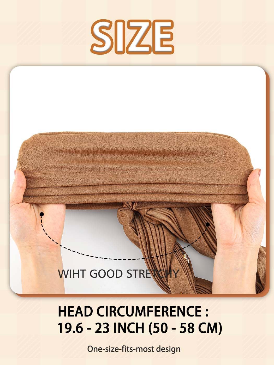 Woeoe Women African Turban Pre-Tied Twisted Beanie Cap Headwear Rhinestone Soft Stretchy Head Turbans - Image 6