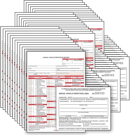 9-MP-50 J.J. Keller Carbon Annual Vehicle Inspection Report with Label