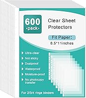Vista 1 de Epakh Paquete de 600 protectores de hojas transparentes para carpetas de 3 anillas, protectores de hojas de plástico para papel estándar de 8.5 x 11