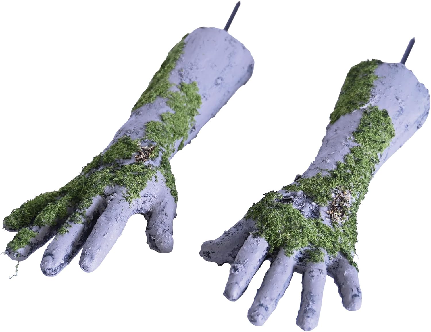 Beistle Plastic Zombie Hand Yard Stakes – Halloween Outdoor Lawn Decorations, Creepy Graveyard Hands with Moss, Scary Undead Props for Haunted House Pathway, Garden or Tombstone Scene Décor, 16”