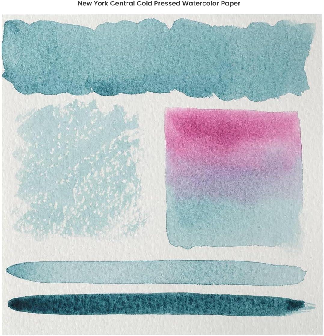 New York Central Watercolor Paper - 16x20-1 Pack of 5 Sheets - 300 lb. Cold Press - 100% Cotton, Acid-Free, Archival Quality, Bright White Watercolor Paper Pad for Wet & Dry Media