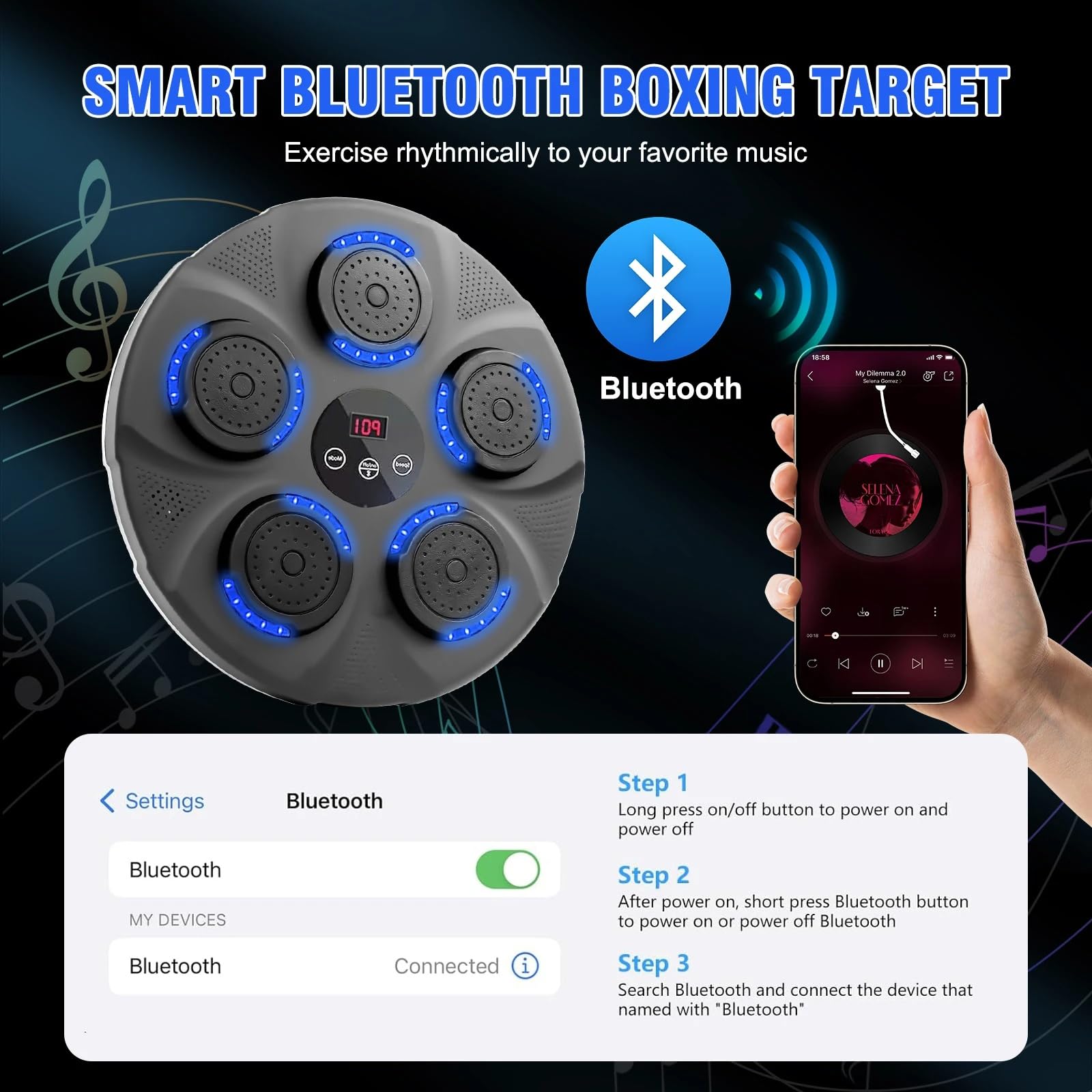 Amazon.co.jp: Music Smart Bluetooth Boxing Machine with LED Light