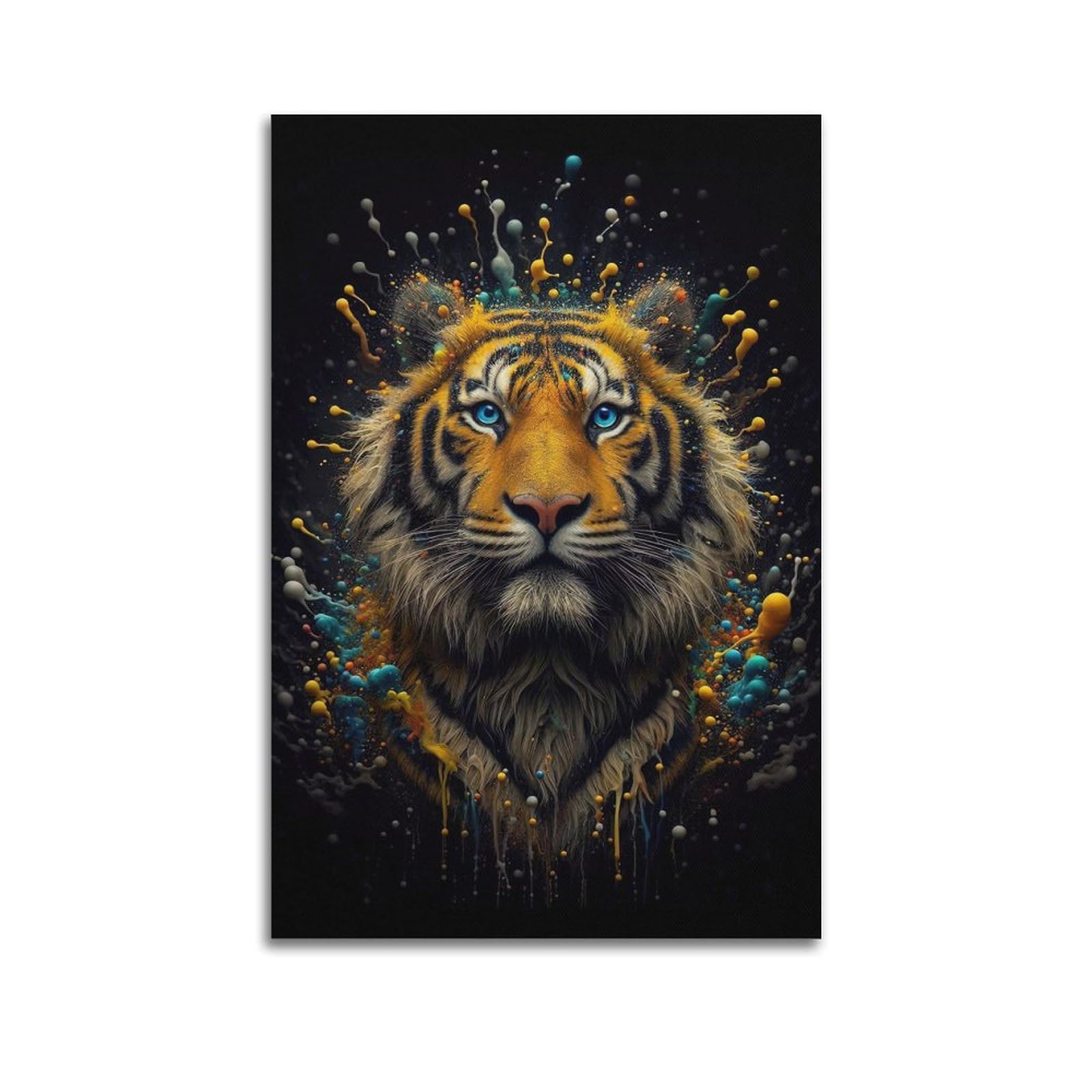 ZSZWHJ Animal Artwork Poster Tiger in The Night Poster Decorative Painting Canvas Wall Posters And Art Picture Print Modern Family Bedroom Decor Posters 20x30inch(50x75cm)