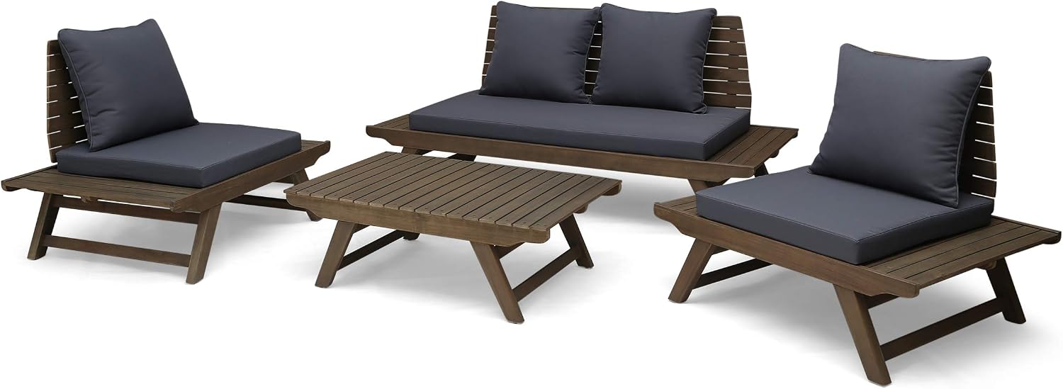 Christopher Knight Home Orleans Outdoor Wicker Chat Set, 3-Pcs Set, Grey