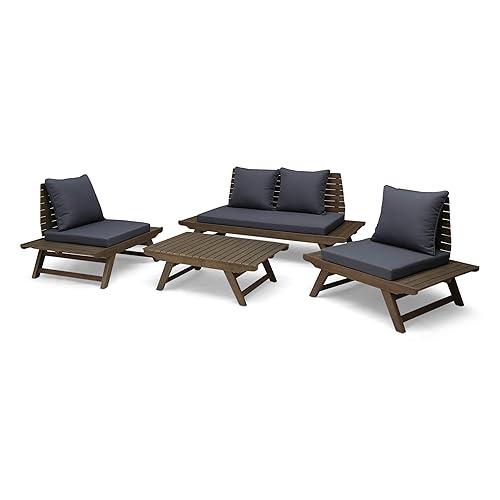 Christopher Knight Home Outdoor Acacia Wood 4 Seater Chat Set,